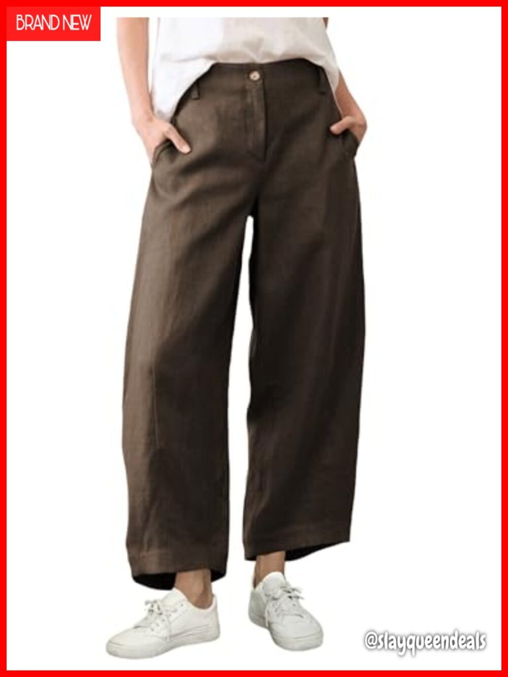 Linen Wide Leg Palazzo Pants for Women